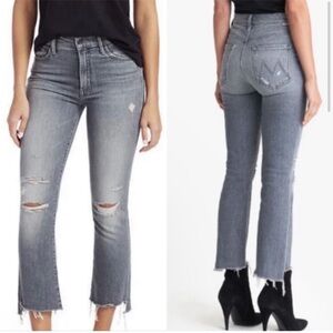 MOTHER  Grey The Insider Crop Step Fray Jean Size 27